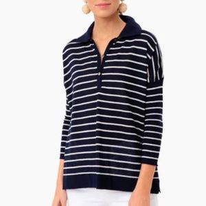Tuckernuck Navy Stripe Clayton Knit Polo M/L